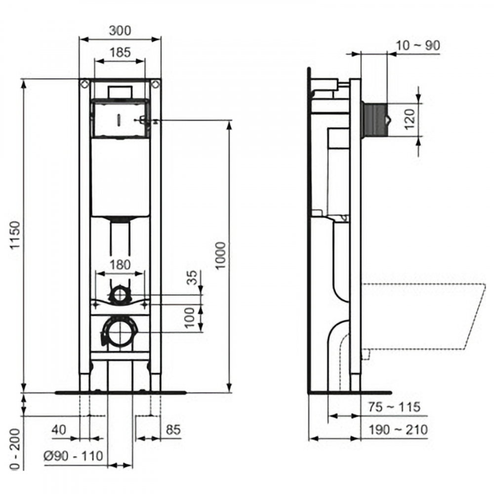 Set rezervor incastrat ProSys Eco M cu cadru metalic si clapeta Oleas M2 Crom Lucios Ideal Standard [5]