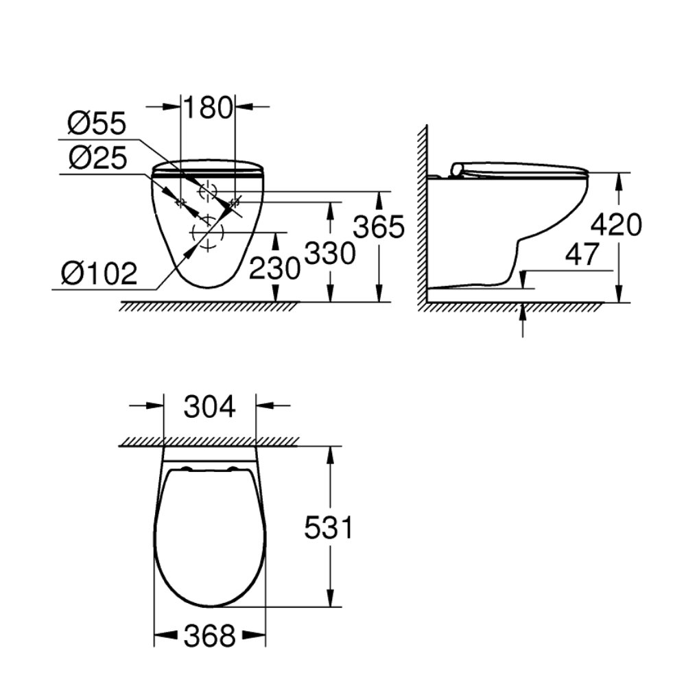 Set vas wc suspendat Grohe Bau Ceramic Rimless 53x37 cm cu capac inchidere lenta [2]