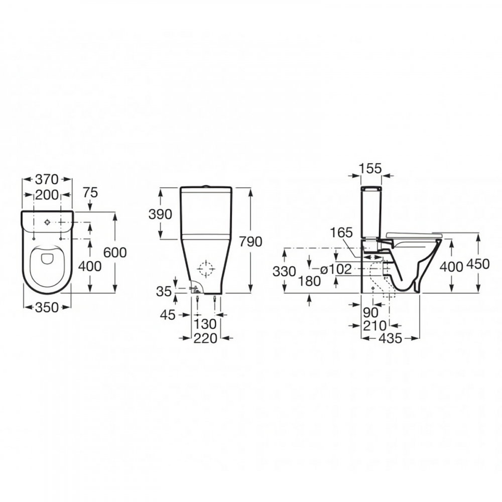 Set vas WC stativ compact Rimless The Gap Roca [7]