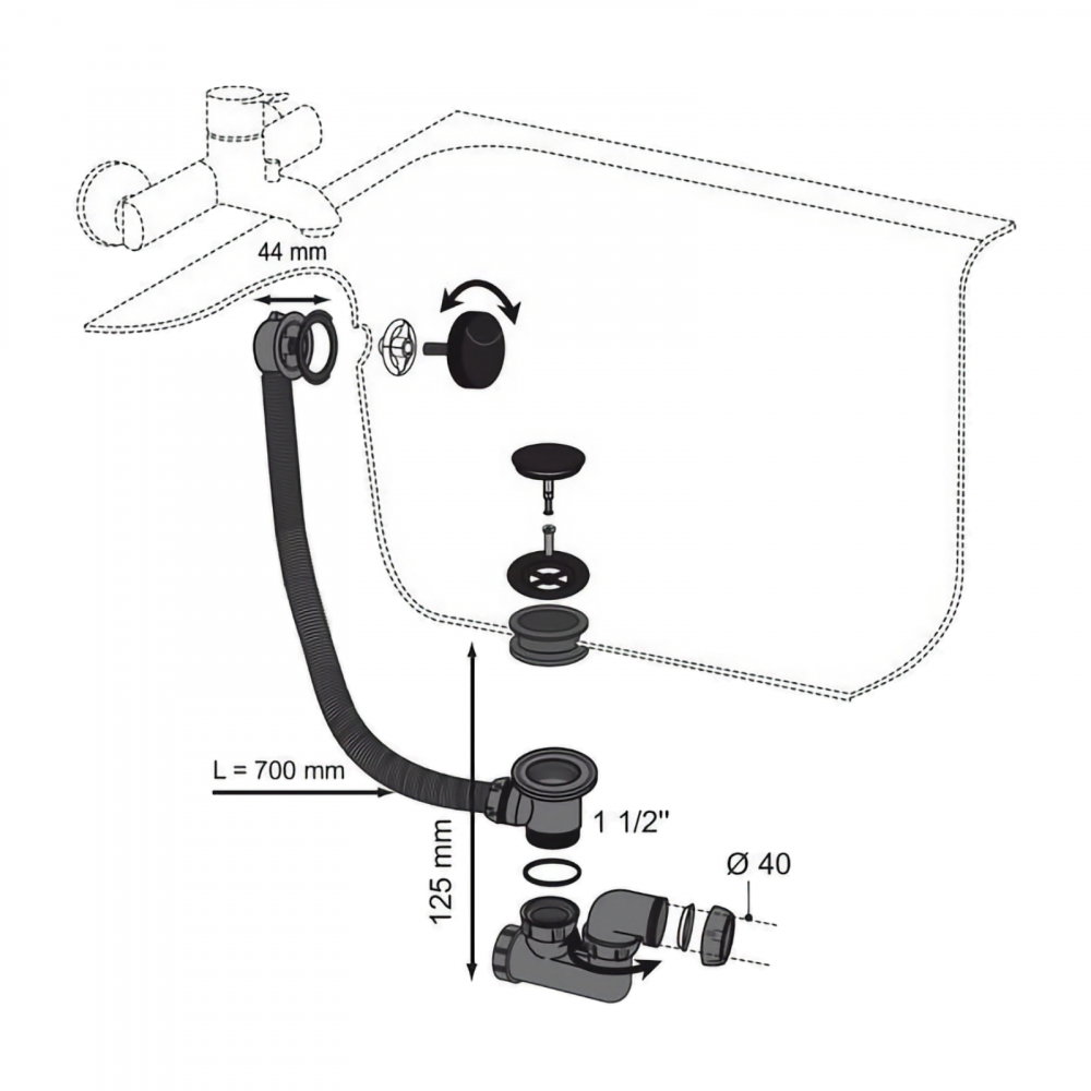 Coloana de cada neagra buton si dop ABS WIRQUIN [2]