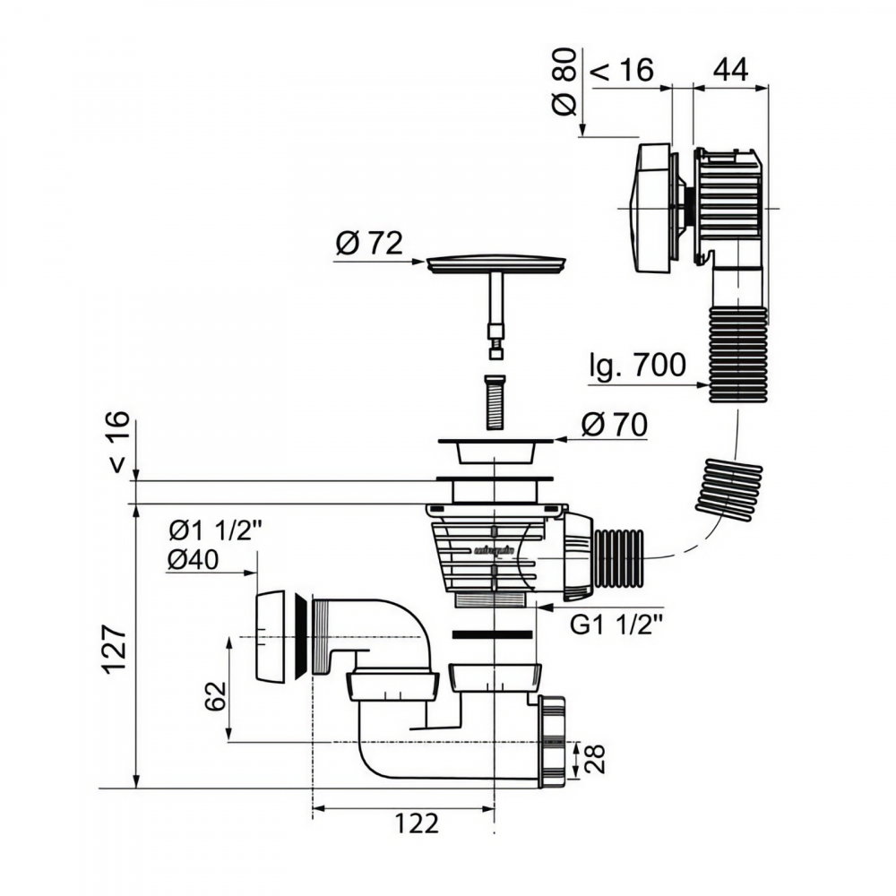 Coloana de cada neagra buton si dop ABS WIRQUIN [3]