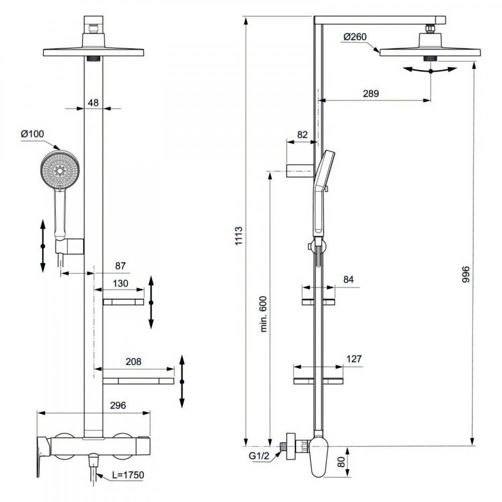 Sistem de dus cu baterie dus Ceraflow Alu+ Argintiu Ideal Standard [7]