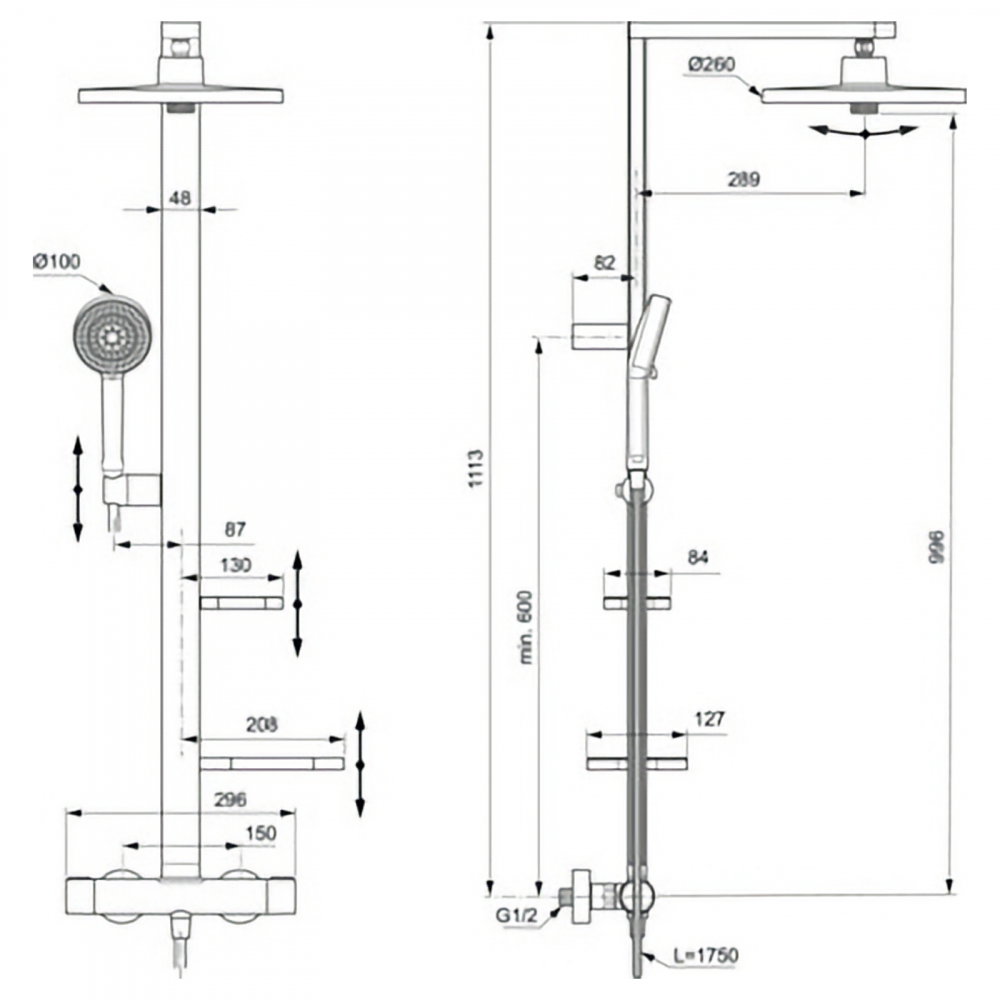 Sistem de dus cu baterie dus termostatata Ceratherm Alu+ Rose Ideal Standard [5]