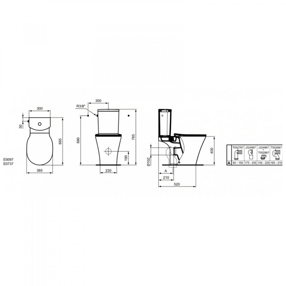 Vas de toaleta AQUABLADE evacuare laterala CONNECT AIR Ideal Standard [6]