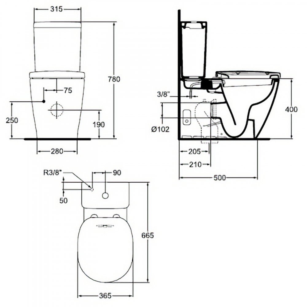 Vas WC CONNECT BTW cu funtie de bideu 66.5 x 36.5 cm Ideal Standard [8]