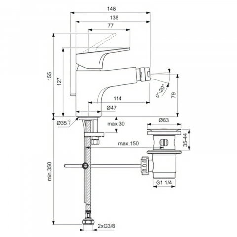 Baterie bideu cu ventil CERABASE Crom Ideal Standard [3]