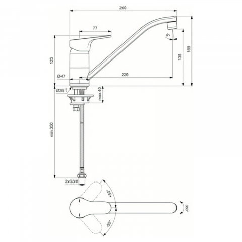 Baterie bucatarie cu pipa tubulara CERABASE Crom Ideal Standard [3]