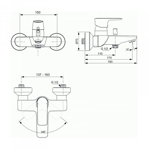 Baterie pentru cada CONNECT AIR Ideal Standard [1]