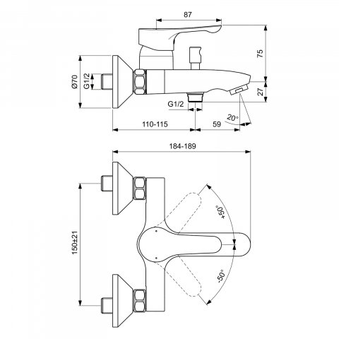 Baterie pentru cada si dus ALPHA Ideal Standard [1]