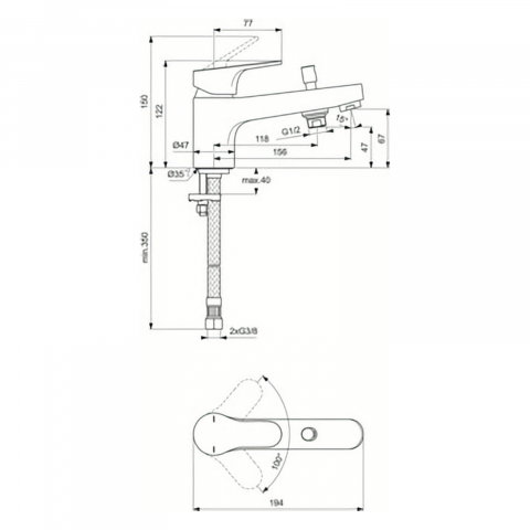 Baterie pentru lavoar cu dus Cerabase Ideal Standard [3]