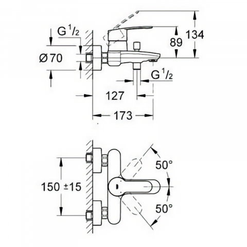 Baterie cada Grohe Eurostyle Cosmopolitan, crom [1]