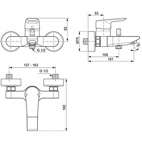 Baterie cada si dus, pe perete TESI Ideal Standard [3]