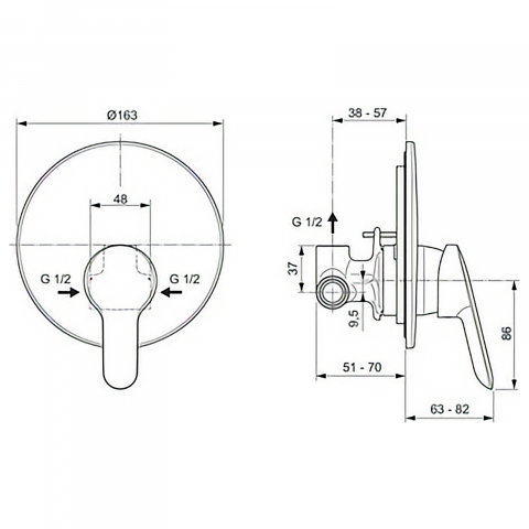Baterie incastrata pentru dus ALPHA Ideal Standard [1]