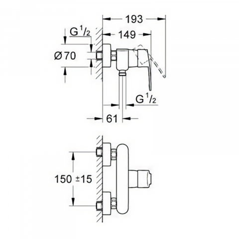 Baterie dus Grohe Eurostyle Cosmopolitan, crom, fara furtun si para [1]
