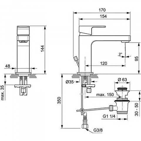 Baterie pentru lavoar EDGE cu ventil metalic Ideal Standard [3]