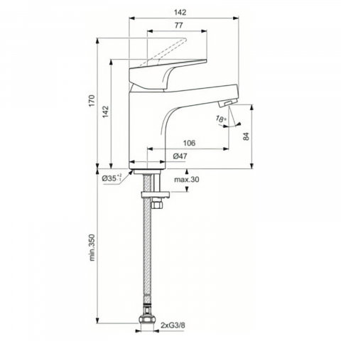 Baterie pentru lavoar H80 CERABASE Crom Ideal Standard [3]