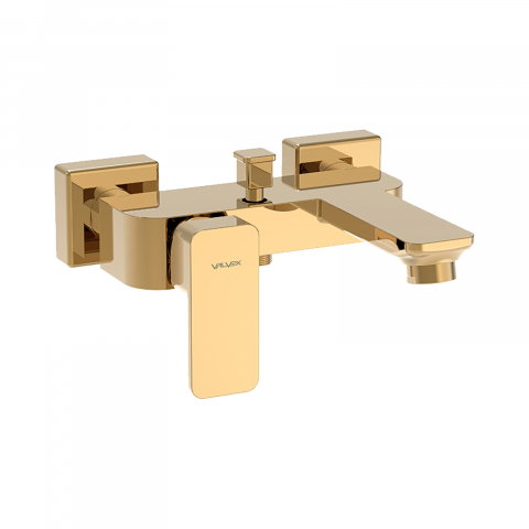 Baie - Baterie pentru cada si dus cu montaj pe perete LOFT Gold Valvex