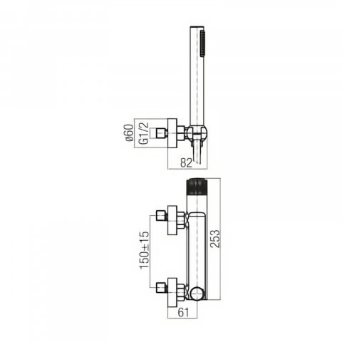 Baterie pentru dus cu montaj pe perete DECOR Chrome Valvex [1]