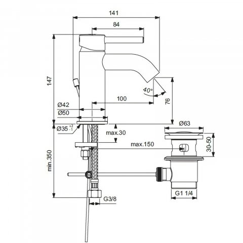 Baterie pentru lavoar CERALINE Crom Ideal Standard [3]