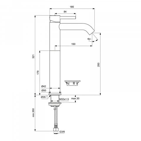 Baterie pentru lavoar cu pipa inalta, tip Vessel CERALINE Crom Ideal Standard [3]