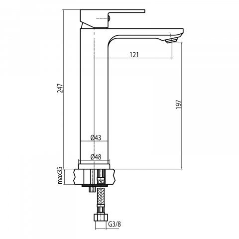 Baterie stativa inalta pentru lavoar TUBE Chrome Valvex [1]