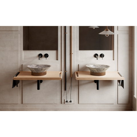 Blat pentru lavoar Bathco MEKONG din bambus 800x450x40 mm [2]