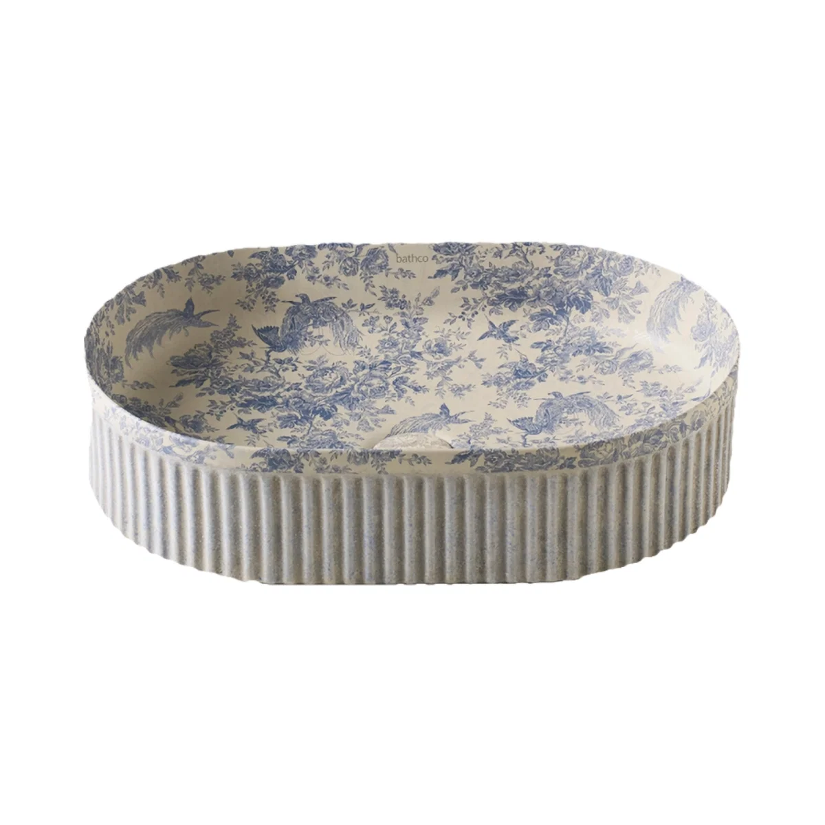 Baie - Lavoar pe blat Bathco WADI OVAL TOILE DE JOUY AZUL 500x320x120 mm