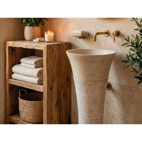 Lavoar tip coloana Bathco BORACAY PEDESTAL BEIGE 450x900 mm [2]