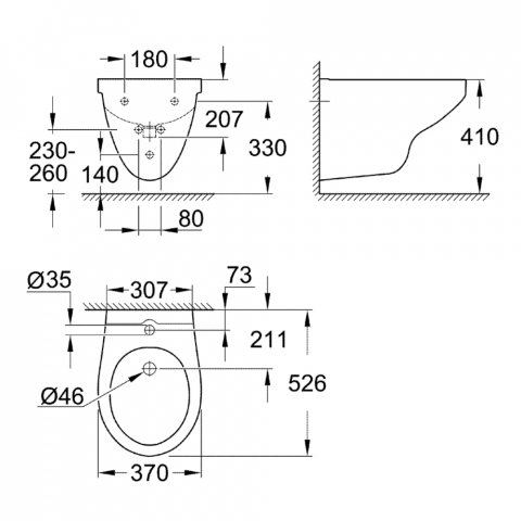 Bideu Grohe Bau, suspendat, alb [1]