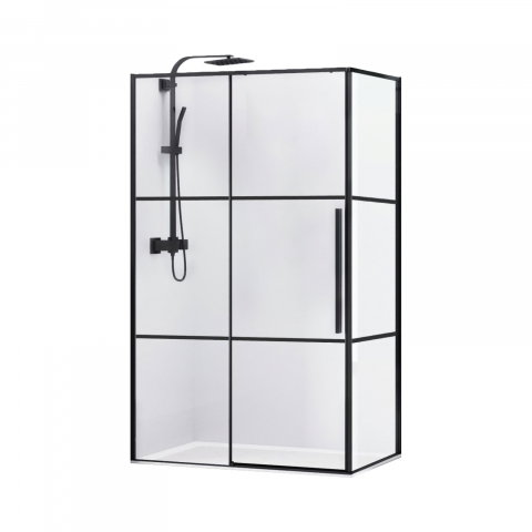 Baie - Cabina de dus dreptunghiulara INFINITY 120 x 80 x 200, finisaj negru mat, usa culisanta, sticla 6 mm Belform