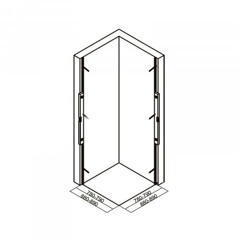 Cabina de dus pentagonala 80 x 80 x 200, finisaj negru mat, usa batanta, sticla 6 mm INFINITY Belform [4]