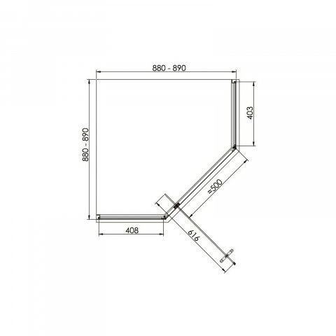 Cabina de dus pentagonala 80 x 80 x 200, finisaj negru mat, usa batanta, sticla 6 mm INFINITY Belform [5]