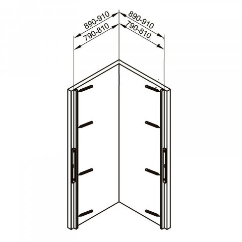 Cabina de dus semitorunda 80 x 80 x 200, finisaj negru mat, 2 usi batante, sticla clara 6 mm INFINITY  Belform [5]