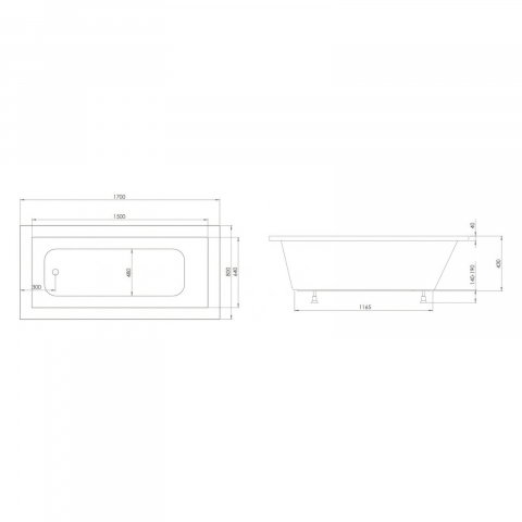 Cada de baie Cubic, alb 170 x 80 x 45 cm Fibrex [3]