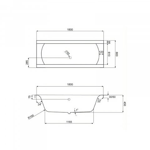Cada de baie Elegance, alb 180 x 80 x 45 cm Fibrex [1]