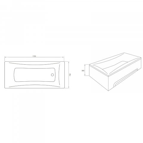 Cada de baie Fanse, alb 170 x 75 x 45 cm Fibrex [1]