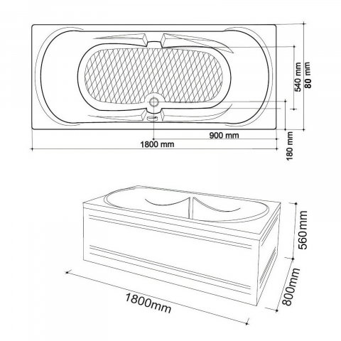 Cada de baie Favorit, alb 180 x 80 x 40 cm Fibrex [1]