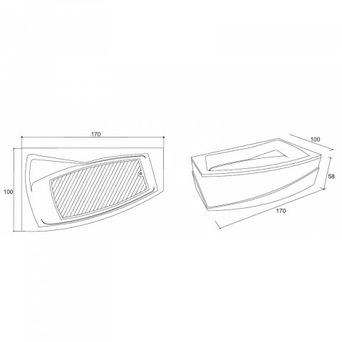 Cada de baie Greta, stanga, alb 170 x 100 x 45 cm Fibrex [1]