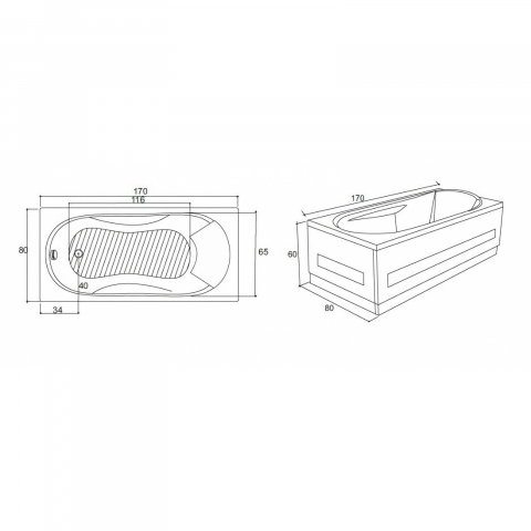 Cada de baie Smart, alb 170 x 80 x 45 cm Fibrex [1]