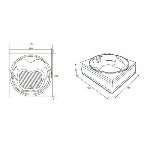 Cada de baie Sphera, rotunda, dreapta, alb 180 x 180 x 54 cm Fibrex [1]