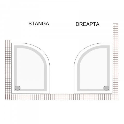 Cadita de dus Semirotunda dreapta CUBO 110 x 70 cm Belform [2]