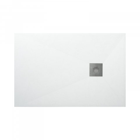 Baie - Cadita de dus slim ALUX, design piatra, alb 80 x 80 cm Fibrex