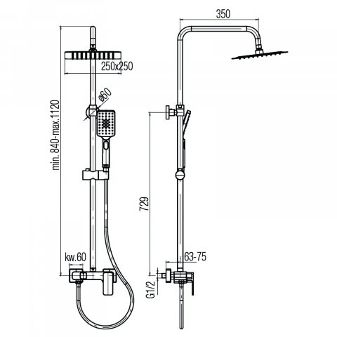 Coloana de dus cu robinet mixer LOFT Black Valvex [1]