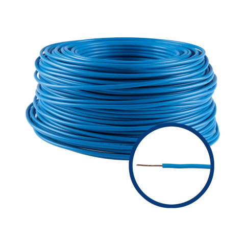 Instalatie electrica - Conductor electric unifilar FY H07V-U, izolatie PVC, 1.5 mmp, 100 m, albastru