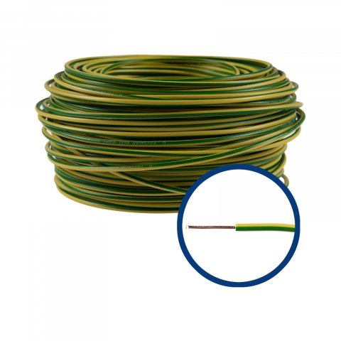 Instalatie electrica - Conductor electric unifilar FY H07V-U, izolatie PVC, 2.5 mmp, 25 m, galben-verde
