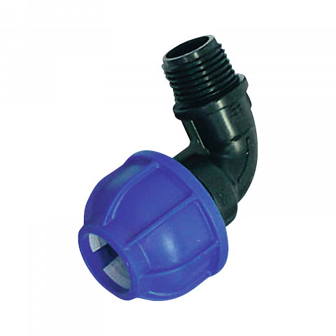 Tuburi, robineti, fitinguri PEHD pentru alimentare apa - Cot compresiune 90 grade 50 x 1.1/2" filet exterior