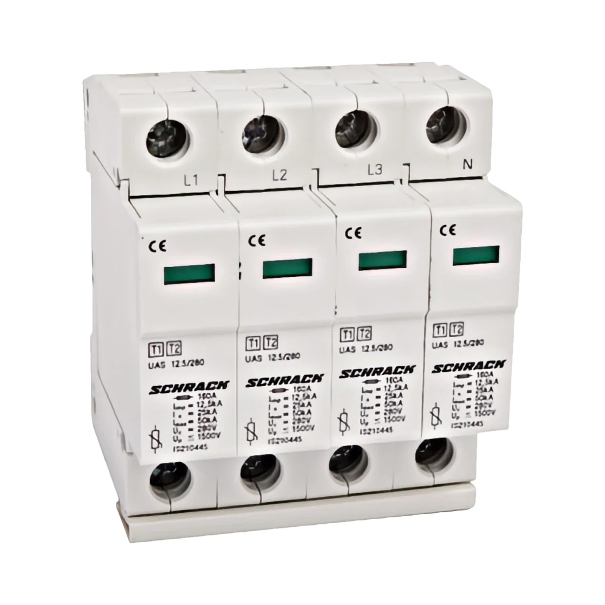 Tablouri electrice, disjunctoare si sigurante - DESCARCATOR COMPLET T1+T2/BC 4P, TNS,12,5 KA/280V-SERIA UAS