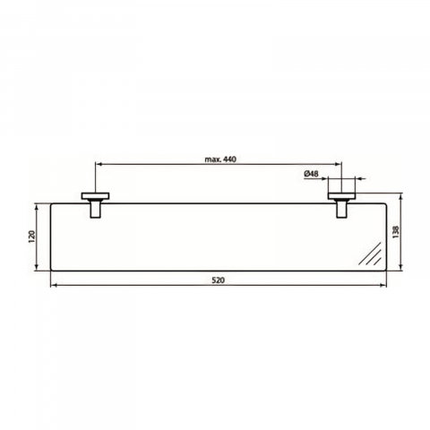 Etajera din sticla 52 cm, sticla mata Iom Ideal Standard [1]