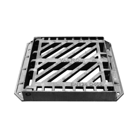 Canalizare exterioara - Gratar Geiger cu rama din fonta D400 pas liber 445X445 mm