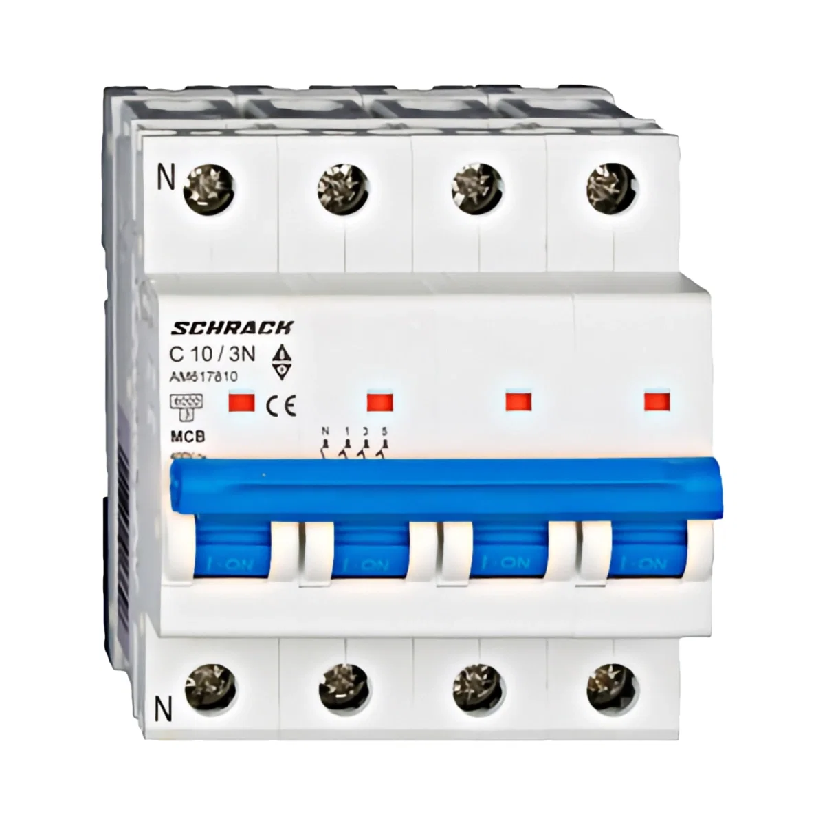 Tablouri electrice, disjunctoare si sigurante - INTRERUPTOR AUTOMAT MODULAR (MCB) AMPARO 6KA, C 10A, 3P+N